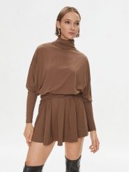 Pinko Sukienka codzienna Atom 102193 A1DE Brązowy Regular Fit. Brązowe sukienki Pinko, na co dzień, m, bez wzorów, z wiskozy, bez kołnierzyka, bez ramiączek, proste. Za 1,449.00 zł.
