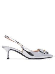 LOVE MOSCHINO Czółenka JA10366G0OJE090B Srebrny. Szare czółenka Love Moschino, bez wzorów, ze skóry, bez obcasa, bez zapięcia. Za 939.99 zł.