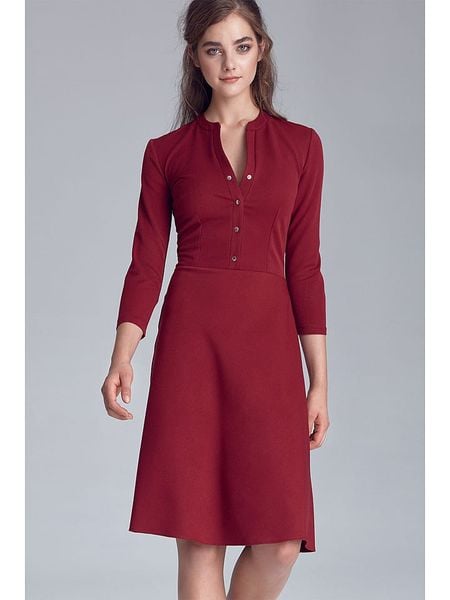 Nife Sukienka w kolorze bordowym rozmiar: 36. Czerwone sukienki Nife, bez wzorów, bez kołnierzyka, bez ramiączek, midi, rozkloszowane. Za 118.28 zł.