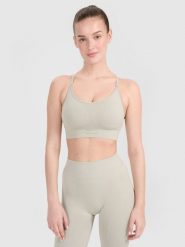 4F Biustonosz treningowy z niskim wsparciem - beżowy M/L. Brązowe biustonosze sportowe 4f, bez wzorów, z dzianiny, na fitness i siłownię. W wyprzedaży za 69.99 zł.