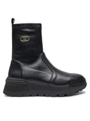Liu Jo Botki Amazing 22 BF4055 EX046 Czarny. Czarne botki Liu Jo, bez wzorów, ze skóry, bez obcasa, na koturnie, bez zapięcia. Za 499.99 zł.