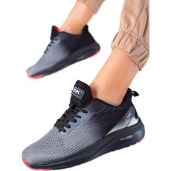 DK Lekkie Buty Sportowe czarne szare. Czarne buty treningowe DK, bez wzorów, bez zapięcia. Za 189.92 zł.