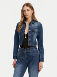 Elisabetta Franchi Kurtka jeansowa BJ-37I-51E2-V620 Niebieski Regular Fit. Niebieskie kurtki Elisabetta Franchi, bez wzorów, z bawełny, bez kaptura. Za 1,289.00 zł.