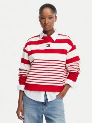 Tommy Jeans Bluza DW0DW22824 Czerwony Regular Fit. Czerwone bluzy bez kaptura Tommy Jeans, xs, bez wzorów, z bawełny, bez kaptura. Za 449.99 zł.