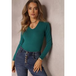 Ciemnozielony Sweter Jasemine. Zielone swetry Renee, m, bez wzorów, z dzianiny, casualowe, bez ramiączek. W wyprzedaży za 63.99 zł.