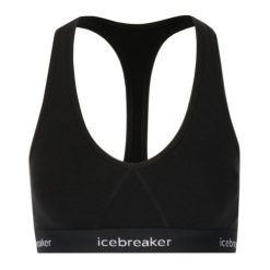 Biustonosz termoaktywny icebreaker Sprite Racerback. Czarne bielizna termoaktywna damska Icebreaker, bez wzorów, z wełny, bez ramiączek, trekkingowe. Za 149.99 zł.