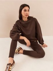 Bawełniane legginsy w prążek - brązowy. Brązowe legginsy Sinsay, l, bez wzorów, z bawełny. Za 29.99 zł.
