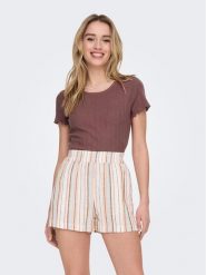 ONLY T-Shirt Carlotta 15256154 Różowy Tight Fit. Czerwone t-shirty ONLY, xs, bez wzorów, z bawełny, bez kołnierzyka, bez ramiączek. Za 59.99 zł.