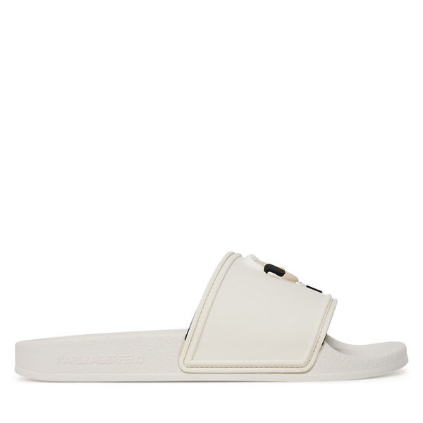 Klapki KARL LAGERFELD. Białe klapki KARL LAGERFELD, bez wzorów, bez obcasa, bez zapięcia. Za 259.99 zł.