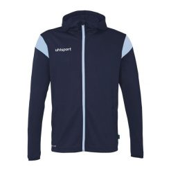 Bluza dresowa z kapturem Uhlsport Squad 27. Niebieskie bluzy Uhlsport, bez wzorów, z dresówki, z kapturem, do piłki nożnej. Za 217.50 zł.