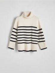 Sweter z golfem - wielobarwny. Swetry Reserved, l, bez wzorów, z dzianiny, bez ramiączek. W wyprzedaży za 69.99 zł.