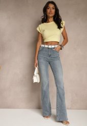 Niebieskie Jeansy z Bawełny o Kroju Dzwonów Tillurea. Niebieskie jeansy Renee, bez wzorów, z bawełny, eleganckie. W wyprzedaży za 107.99 zł.