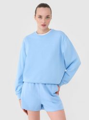 4F Bluza dresowa nierozpinana bez kaptura damska - niebieska XL. Niebieskie bluzy 4f, xl, bez wzorów, z bawełny, bez kaptura. Za 129.99 zł.
