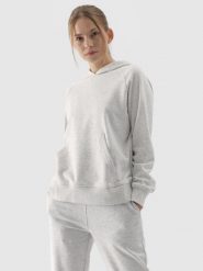 4F Bluza dresowa nierozpinana z kapturem damska - szara XXL. Szare bluzy z kapturem 4f, xs, bez wzorów, z bawełny, z kapturem. W wyprzedaży za 99.99 zł.