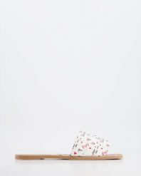 KLAPKI DAMSKIE P025360 WHITE. Białe klapki Venezia, bez wzorów, ze skóry, bez obcasa, bez zapięcia. Za 129.00 zł.