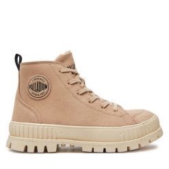 Trapery Palladium. Brązowe traperki Palladium, bez wzorów, bez obcasa, bez zapięcia. Za 579.99 zł.