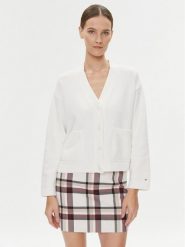 Tommy Hilfiger Kardigan WW0WW39015 Écru Relaxed Fit. Swetry Tommy Hilfiger, m, bez wzorów, z bawełny, bez ramiączek. Za 459.99 zł.