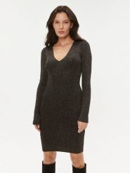 TWINSET Sukienka dzianinowa 232TT3272 Czarny Slim Fit. Czarne sukienki Twinset, m, bez wzorów, z dzianiny, bez kołnierzyka, bez ramiączek. Za 469.99 zł.