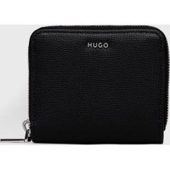HUGO portfel skórzany damski kolor czarny. Czarne portfele Hugo, bez wzorów. W wyprzedaży za 374.99 zł.