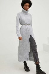 Answear Lab sweter z wełną damski kolor szary z golfem. Szare swetry Answear Lab, l, bez wzorów, z dzianiny, bez ramiączek. W wyprzedaży za 274.99 zł.
