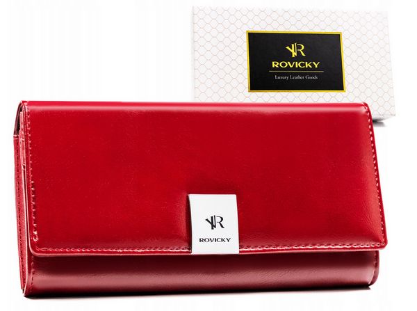 Portfel czerwony Rovicky RPX-24A-4. Czerwone portfele ROVICKY, bez wzorów, ze skóry. Za 63.99 zł.