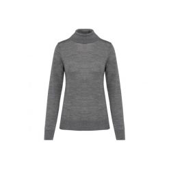 Damski sweter z merynosów z golfem Kariban Premium. Szare swetry KARIBAN, xl, bez wzorów, z tkaniny, eleganckie, bez ramiączek. Za 299.00 zł.