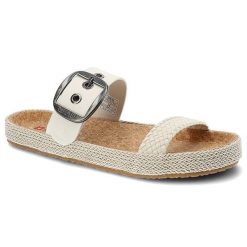 Klapki damskie Big Star, materiał syntetyczny z regulowanym paskiem zapinanym na klamrę profilowaną wkładką, białe, JJ274729. Białe klapki BIG STAR, bez wzorów, z materiału, eleganckie, bez obcasa, bez zapięcia. Za 99.00 zł.