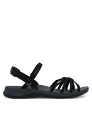 Teva Sandały Tirra Traveler 1166130 Czarny. Czarne sandały Teva, bez wzorów, z materiału, bez obcasa, na płaskiej podeszwie, bez zapięcia. Za 399.99 zł.