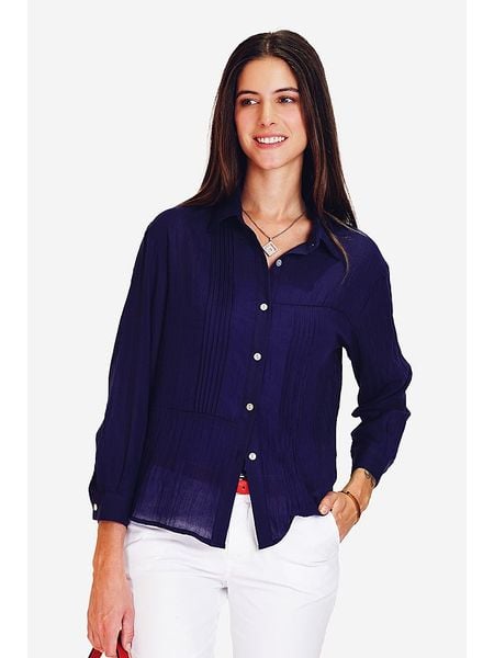 Le Jardin du Lin Lniana bluzka w kolorze granatowym rozmiar: 38. Niebieskie bluzki Le jardin du lin, bez wzorów, ze lnu, klasyczne, bez kołnierzyka, bez ramiączek. Za 139.45 zł.