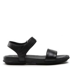 Sandały Bata. Czarne sandały Bata, bez wzorów, bez obcasa, na płaskiej podeszwie, bez zapięcia. Za 249.99 zł.