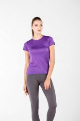 Koszulka turystyczna damska Woolona Pera 100% Merino. Fioletowe t-shirty sportowe WOOLONA, m, bez wzorów, z materiału, bez ramiączek, na fitness i siłownię. Za 261.00 zł.