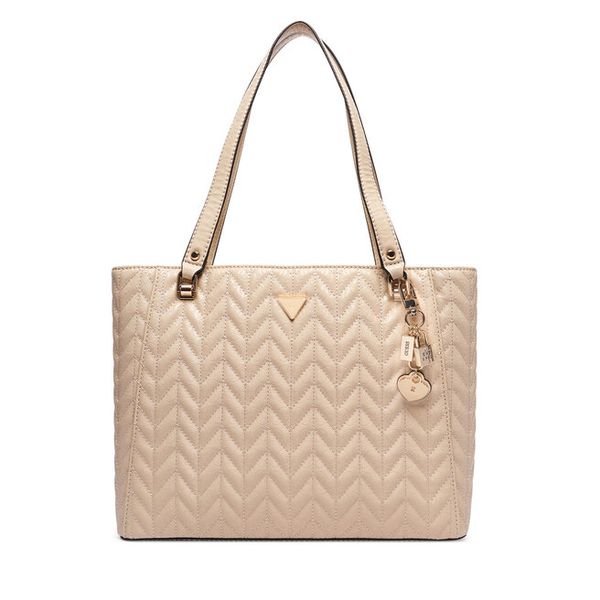 Torebka Guess. Brązowe shopper bag Guess, z aplikacjami, bez dodatków. Za 674.99 zł.