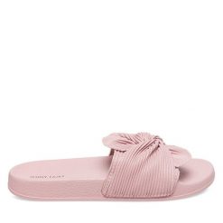 Klapki JENNY. Czerwone klapki Jenny, bez wzorów, bez obcasa, bez zapięcia. Za 59.99 zł.