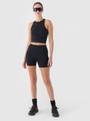 4F Legginsy krótkie treningowe damskie - czarne XS/S. Czarne legginsy 4f, bez wzorów, z dzianiny, klasyczne, krótkie. W wyprzedaży za 39.99 zł.