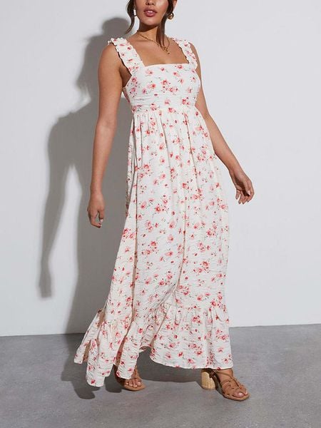 Milan Kiss Sukienka w kolorze biało-jasnoróżowym rozmiar: XL. Białe sukienki Milan Kiss, na imprezę, xl, bez wzorów, bez kołnierzyka, bez ramiączek, maxi. Za 180.49 zł.