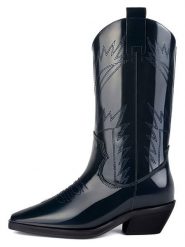 Loft37 Skórzane kowbojki w kolorze granatowym rozmiar: 36. Niebieskie kozaki loft37, na zimę, bez wzorów, bez obcasa, bez zapięcia. Za 608.99 zł.