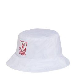 Kapelusz typu bucket Liverpool FC. Białe kapelusze adidas, bez wzorów, z materiału, sportowe. Za 119.00 zł.