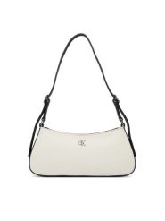 Calvin Klein Torebka Ck Canvas Small Shoulder Bag LV04F3347G Biały. Białe torebki klasyczne Calvin Klein, bez wzorów, z materiału, bez dodatków. Za 409.99 zł.