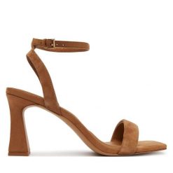 Sandały Aldo. Brązowe sandały Aldo, bez wzorów, bez obcasa, na słupku, bez zapięcia. Za 379.99 zł.