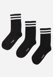 Czarne 3-pack Skarpety za Kostkę z Bawełną i Ozdobnymi Paskami Jellik. Czarne skarpetki Renee, bez wzorów, z bawełny. Za 29.99 zł.