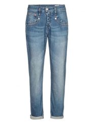 Herrlicher Dżinsy "Shyra" - Tapered fit - w kolorze niebieskim rozmiar: W24. Niebieskie jeansy Herrlicher, bez wzorów, klasyczne, z podwyższonym stanem. Za 145.60 zł.