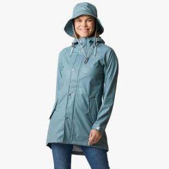 Kurtka przeciwdeszczowa turystyka damska Swedemount Väderöarna Coat wodoodporna. Niebieskie kurtki SWEDEMOUNT, xl, bez wzorów, z materiału, z kapturem. Za 207.00 zł.