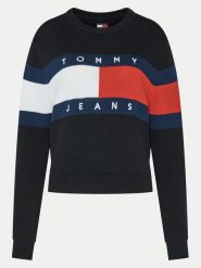 Tommy Jeans Sweter Center Flag DW0DW19335 Czarny Regular Fit. Czarne swetry Tommy Jeans, xl, bez wzorów, z bawełny, bez ramiączek. Za 279.99 zł.