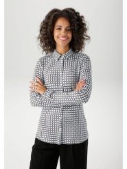 Aniston Bluzka w kolorze czarno-białym rozmiar: 44. Białe bluzki Aniston, bez wzorów, z wiskozy, bez kołnierzyka, bez ramiączek. Za 82.99 zł.