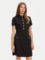 Guess Sukienka dzianinowa W5YK18 KCXO2 Czarny Regular Fit. Czarne sukienki Guess, m, z aplikacjami, z dzianiny, bez kołnierzyka, bez ramiączek. Za 619.99 zł.