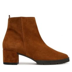 Botki HÖGL. Brązowe botki Högl, bez wzorów, bez obcasa, na słupku, bez zapięcia. Za 489.99 zł.