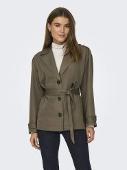 ONLY Trencz w kolorze khaki rozmiar: XL. Brązowe płaszcze ONLY, xl, bez wzorów, z tkaniny, bez kaptura. Za 70.41 zł.
