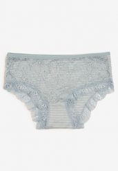 Jasnoniebieskie Bawełniane Majtki Figi z Koronką Wexne. Niebieskie figi Born2be, bez wzorów, z bawełny. Za 19.99 zł.