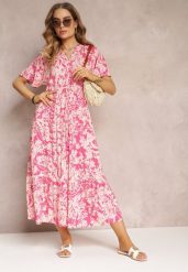 Różowa Sukienka Humina. Czerwone sukienki Renee, na co dzień, l, bez wzorów, z wiskozy, eleganckie, bez kołnierzyka, bez ramiączek, midi, rozkloszowane. W wyprzedaży za 67.99 zł.