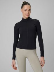 4F Bluza treningowa slim szybkoschnąca damska - czarna XL. Czarne bluzy 4f, l, bez wzorów, klasyczne, bez ramiączek, bez kaptura. Za 179.99 zł.
